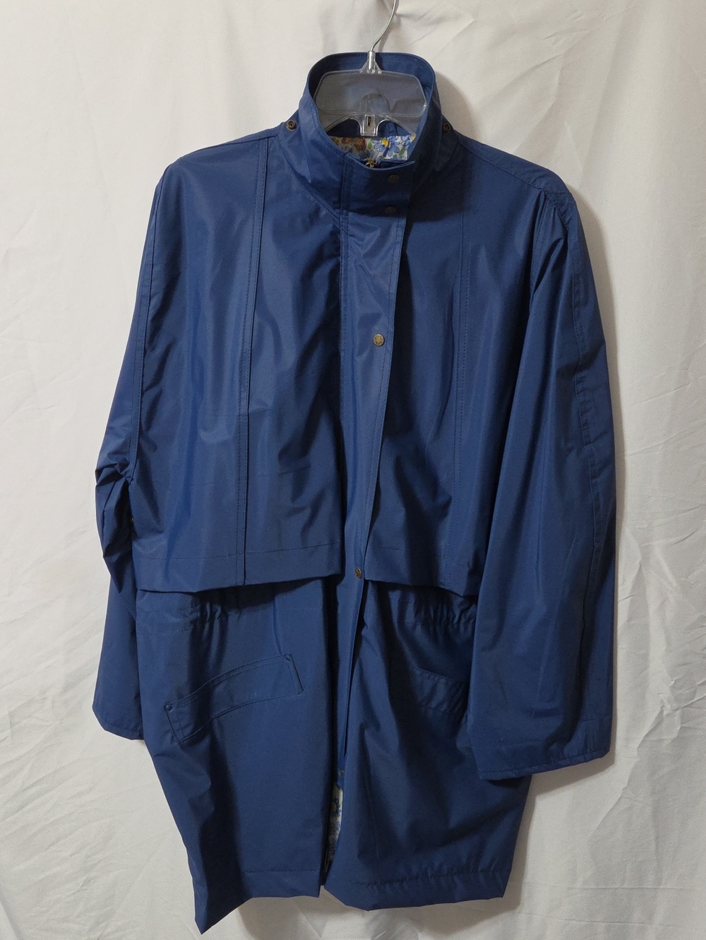 Blue Rain Insulated Waterproof Jacket Zip-Front Raincoat, Size Large, No Hood